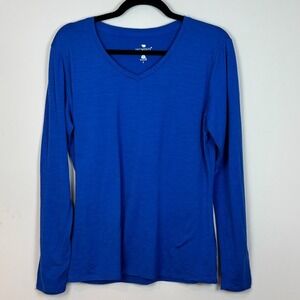 Segments Merino Wool Top Womens Large Blue Baselayer Ski Outdoor Gorpcore Flaw